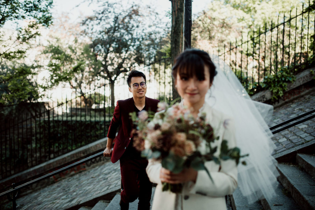 Séance d'engagement avec Li & Jintan de Montmartre à la Tour Eiffel