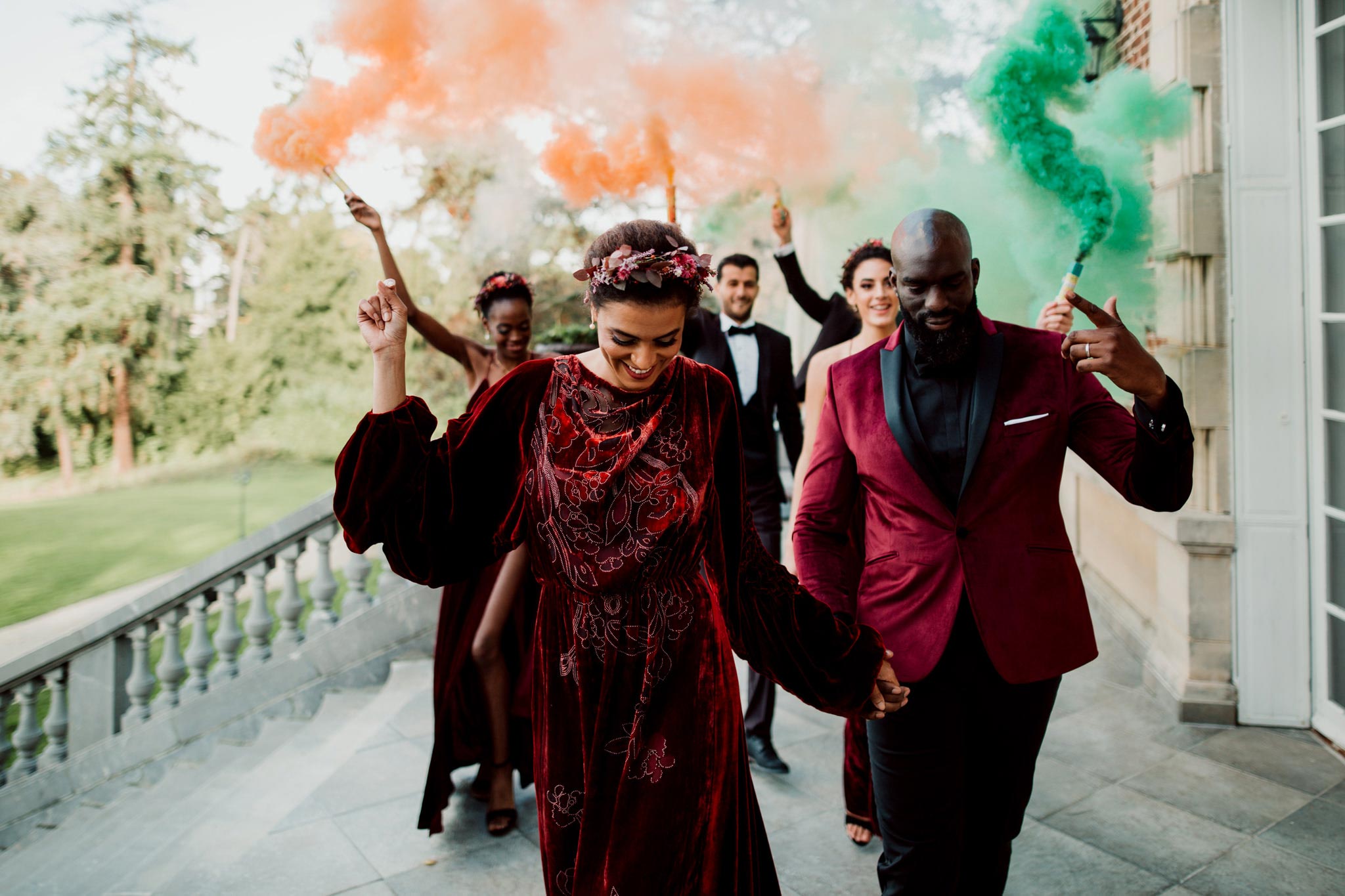 Fumigène lors d'un mariage au chateau de Bouffémont